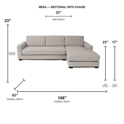 Mesa Sectional with Right Chaise - Corduroy