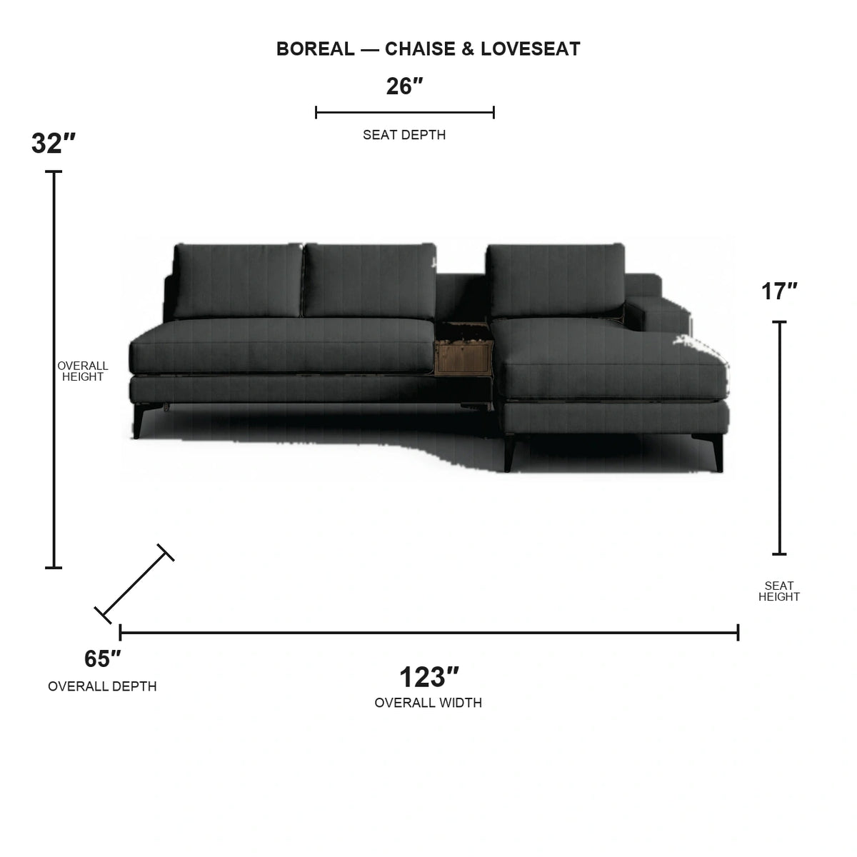 Canapé d'angle Boreal et causeuse - Cuir