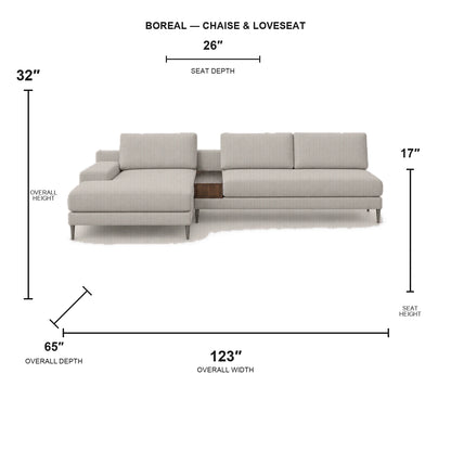 Sectionnel Boreal - Causeuse et Méridienne - Velours côtelé