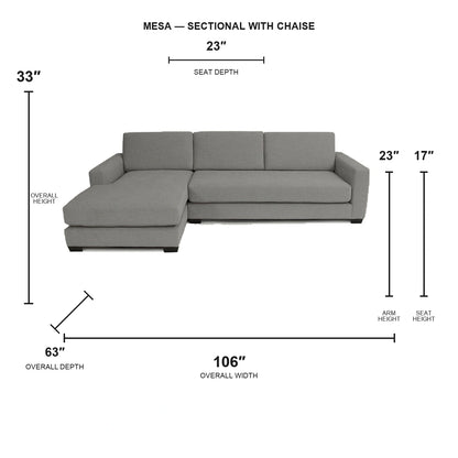 Canapé d'angle Mesa avec chaise longue à gauche - Tissu