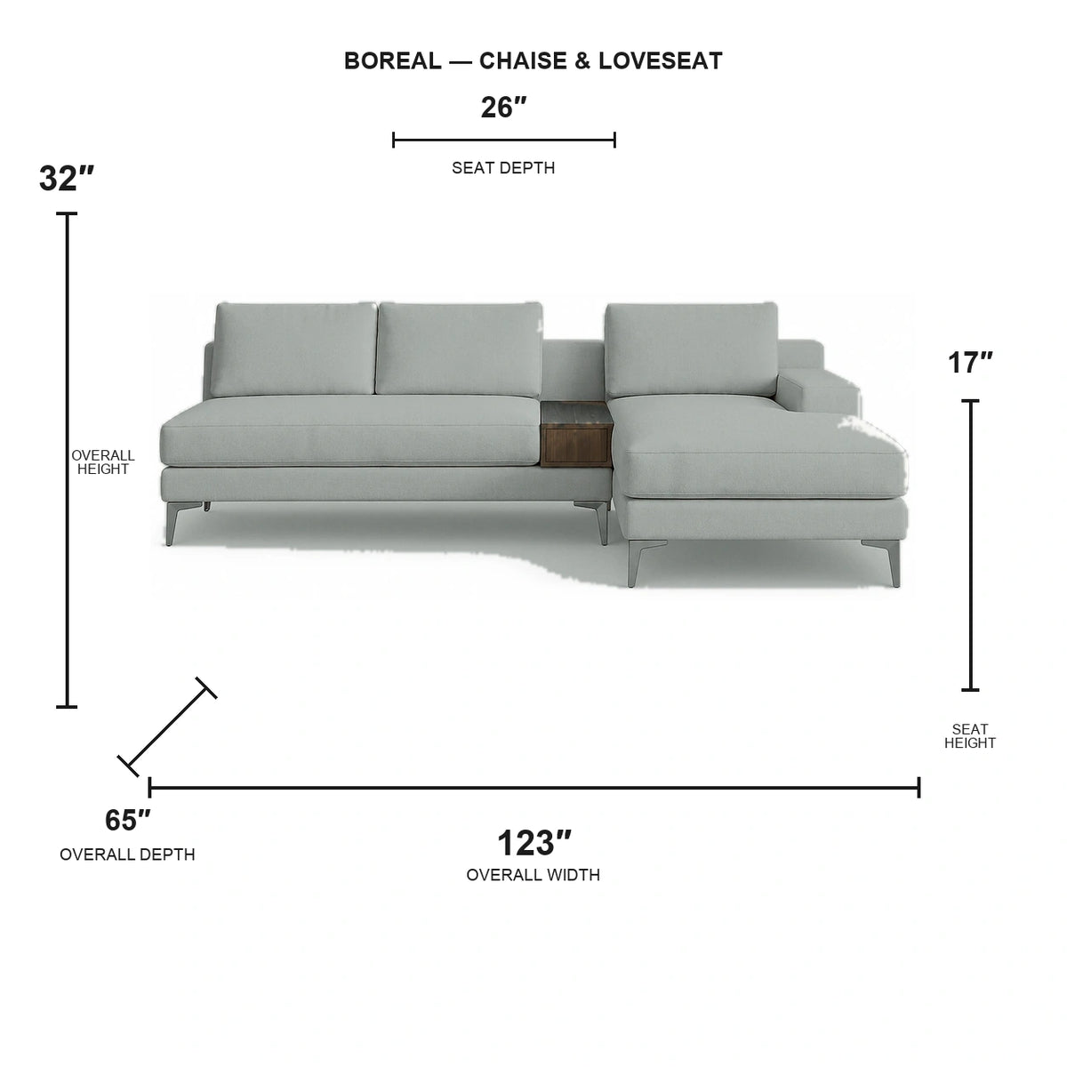 Sectionnel Boreal - chaise longue et causeuse - tissu