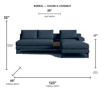 Sectionnel Boreal - chaise longue et causeuse - tissu