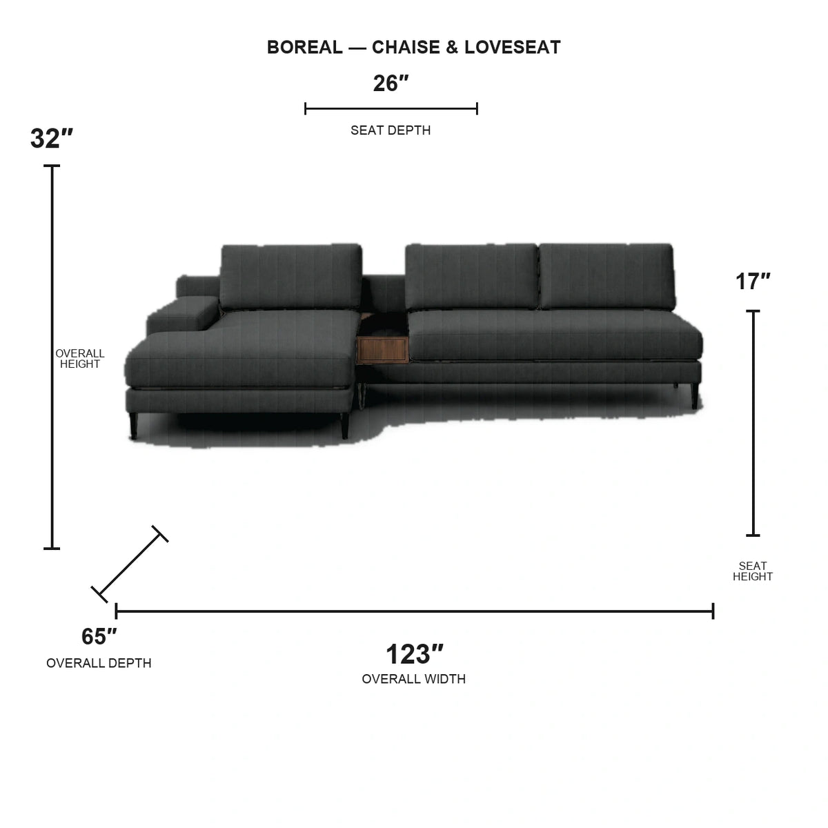 Canapé d'angle Boreal et causeuse - Cuir