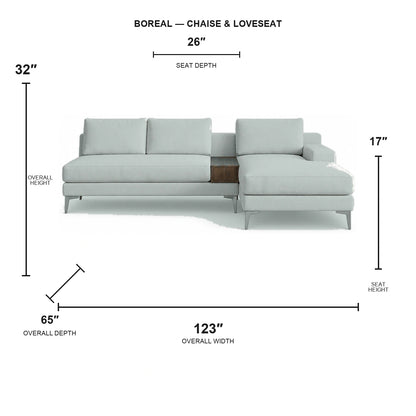 Sectionnel Boreal - chaise longue et causeuse - tissu