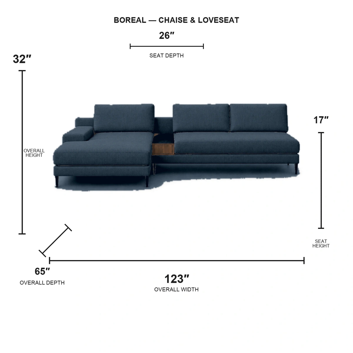 Sectionnel Boreal - chaise longue et causeuse - tissu