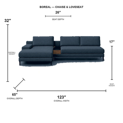 Sectionnel Boreal - chaise longue et causeuse - tissu