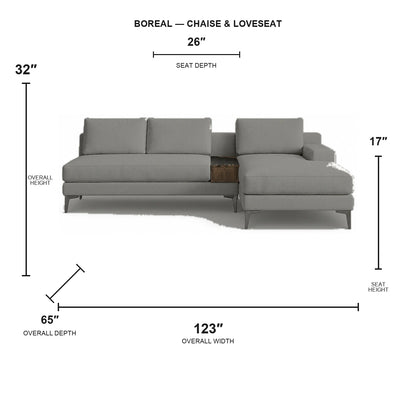 Sectionnel Boreal - chaise longue et causeuse - tissu