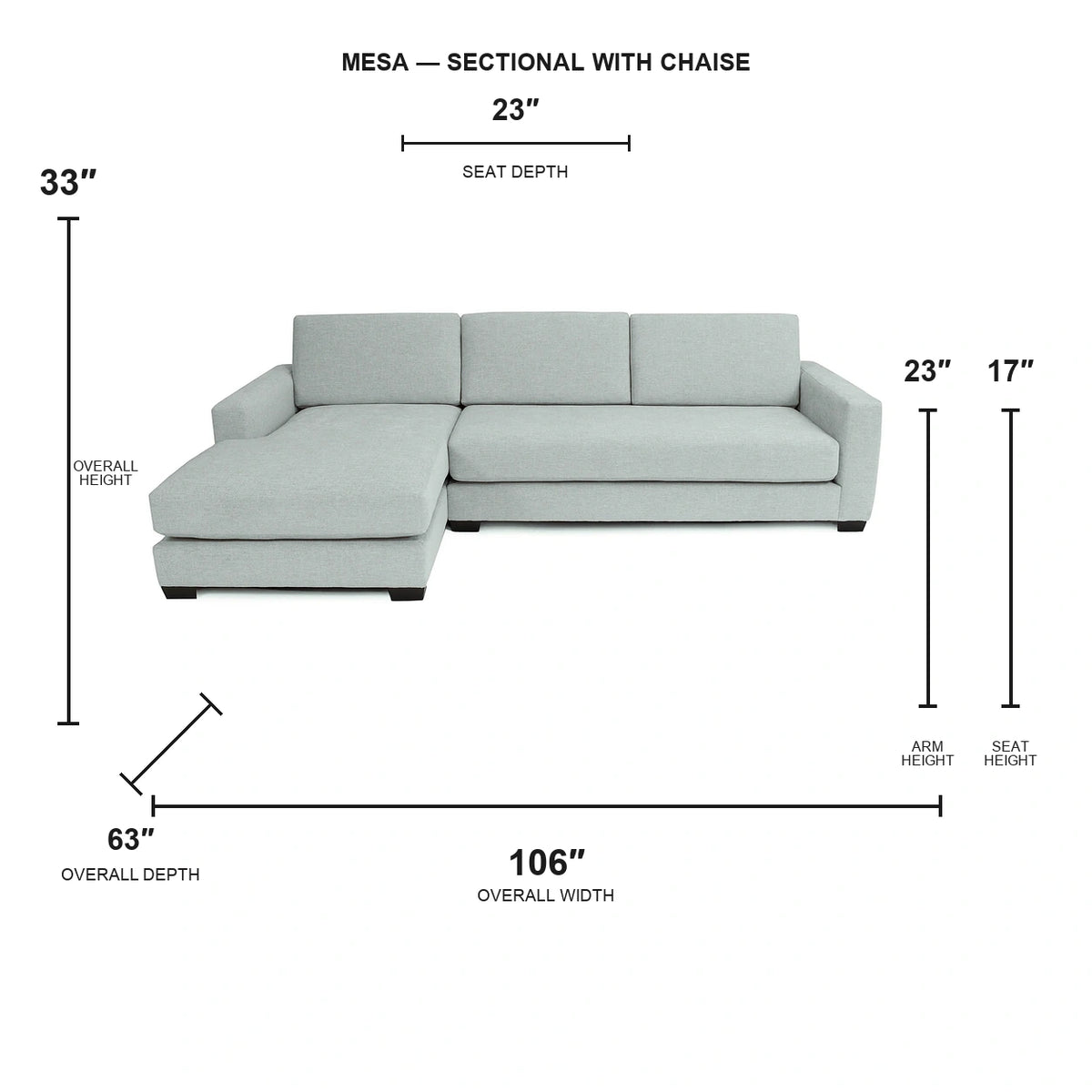 Canapé d'angle Mesa avec chaise longue à gauche - Tissu