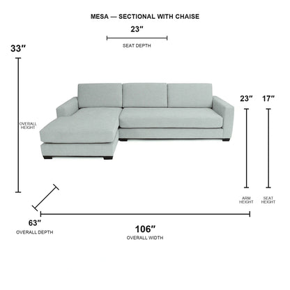 Canapé d'angle Mesa avec chaise longue à gauche - Tissu