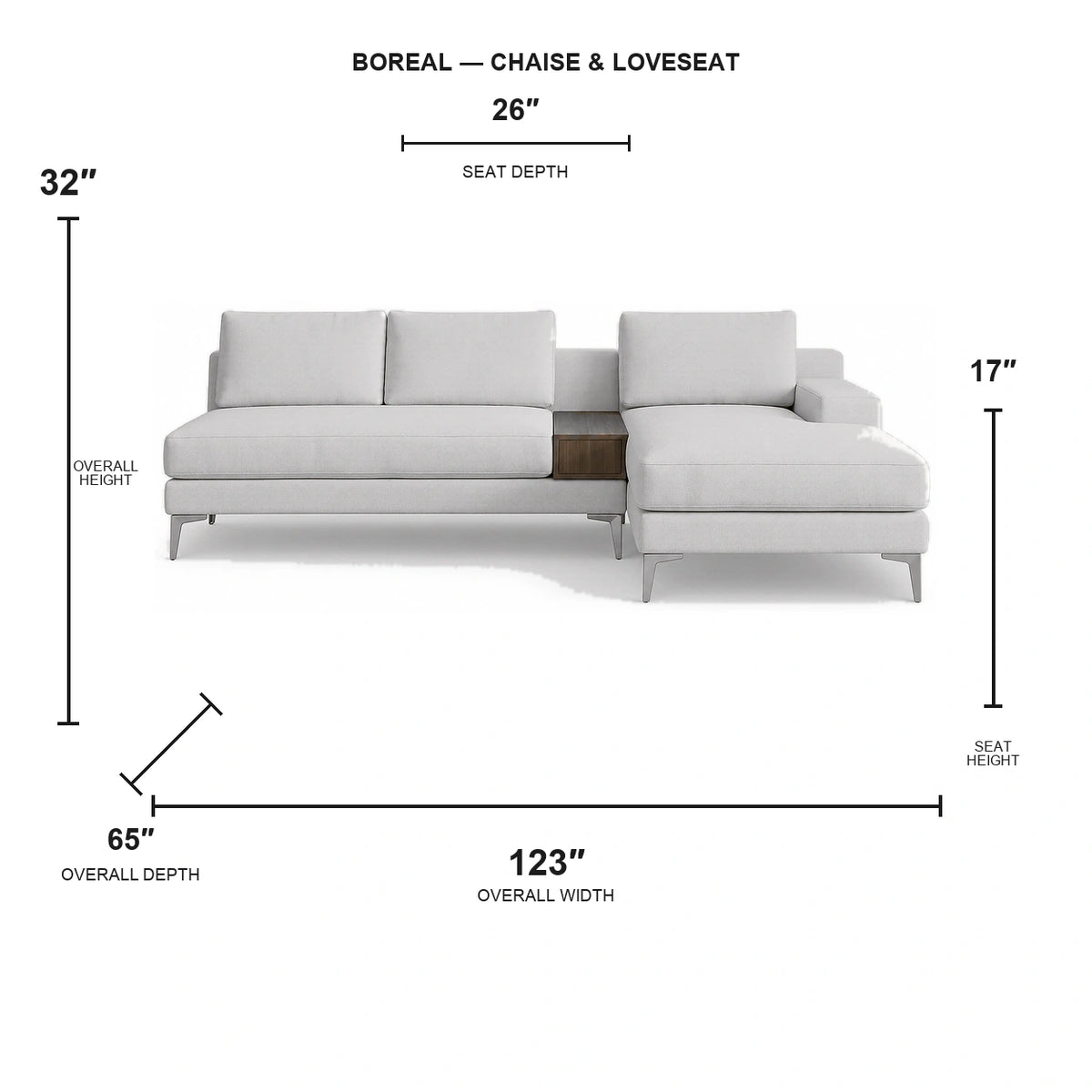 Sectionnel Boreal - chaise longue et causeuse - tissu