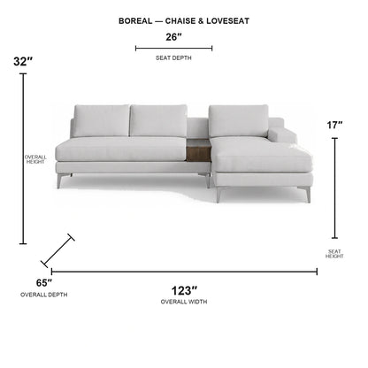 Sectionnel Boreal - chaise longue et causeuse - tissu