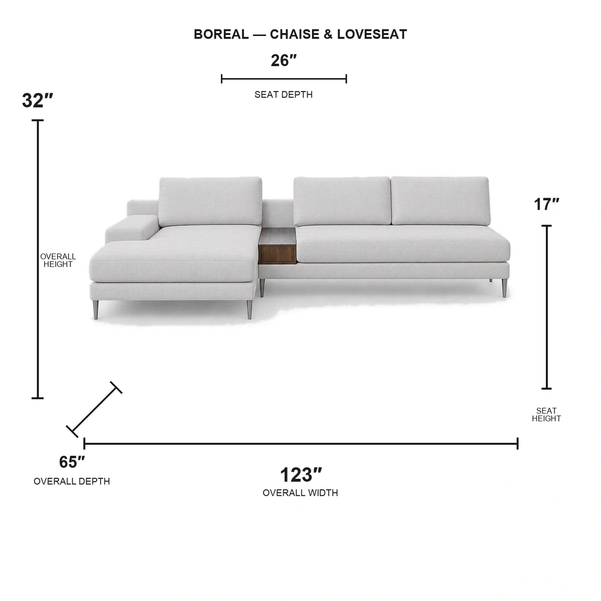 Sectionnel Boreal - chaise longue et causeuse - tissu