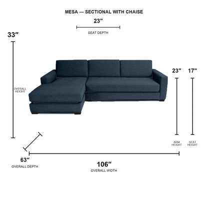 Canapé d'angle Mesa avec chaise longue à gauche - Tissu