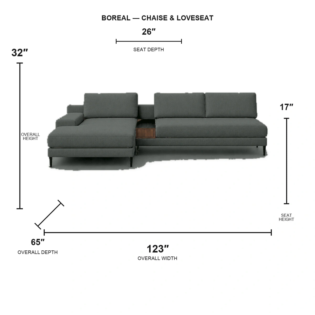 Sectionnel Boreal - chaise longue et causeuse - tissu