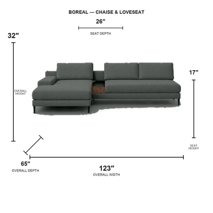 Sectionnel Boreal - chaise longue et causeuse - tissu