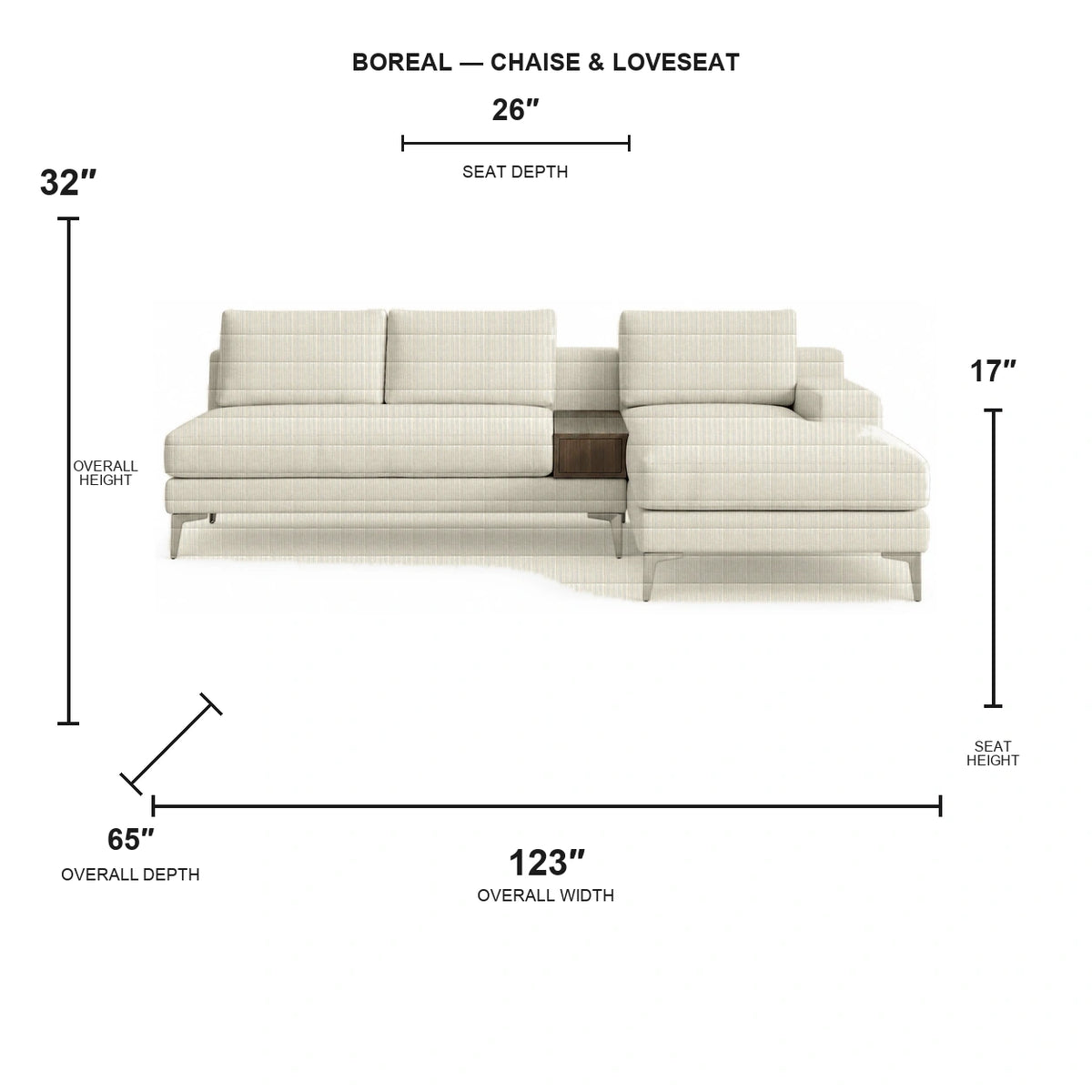 Sectionnel Boreal - Causeuse et Méridienne - Velours côtelé