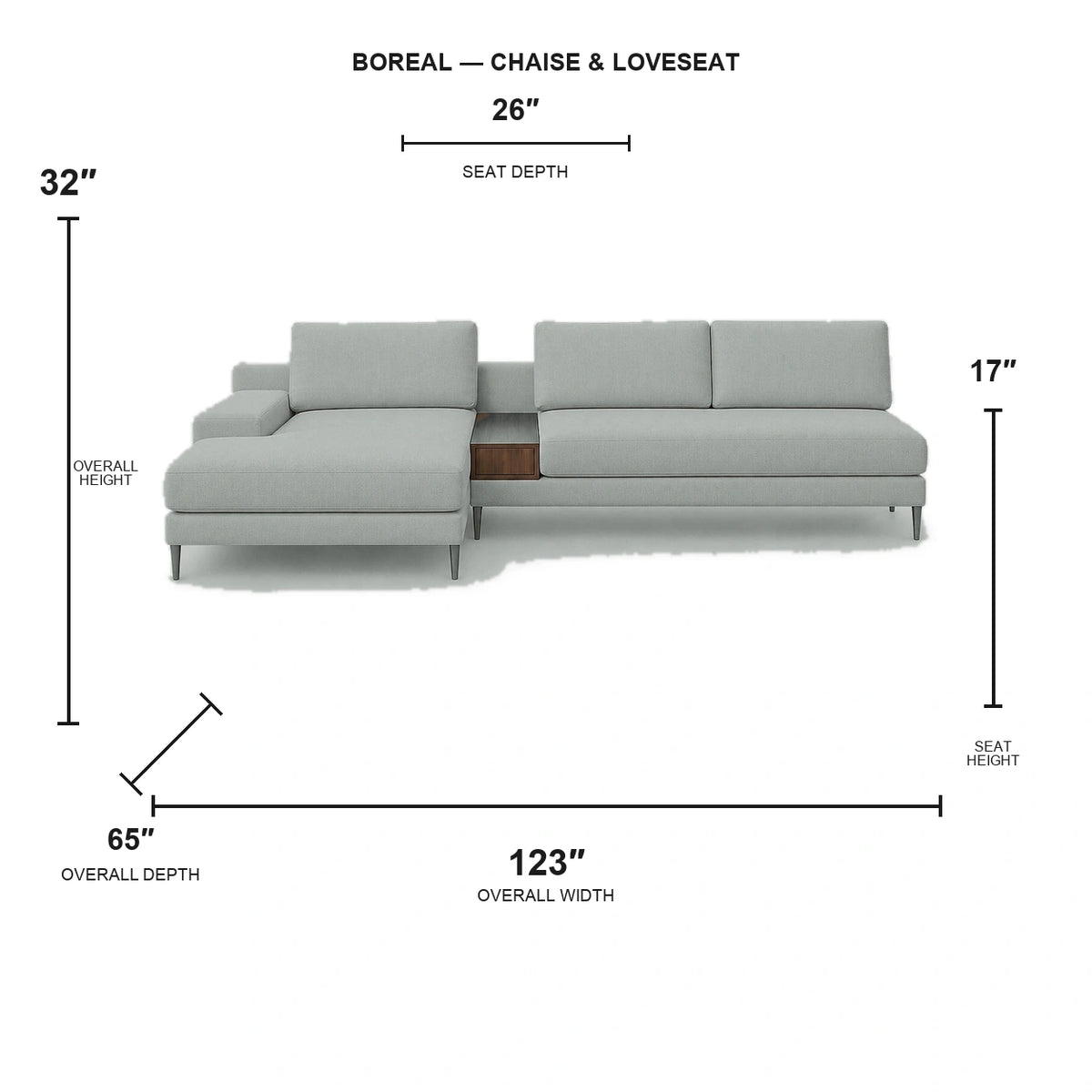 Sectionnel Boreal - chaise longue et causeuse - tissu