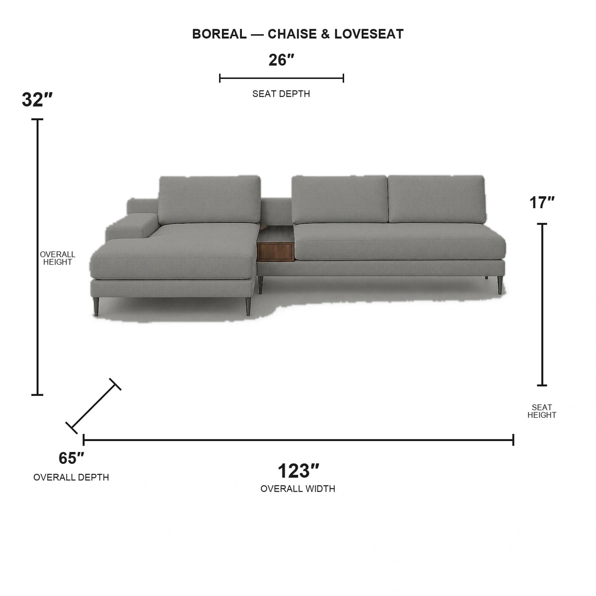 Sectionnel Boreal - chaise longue et causeuse - tissu