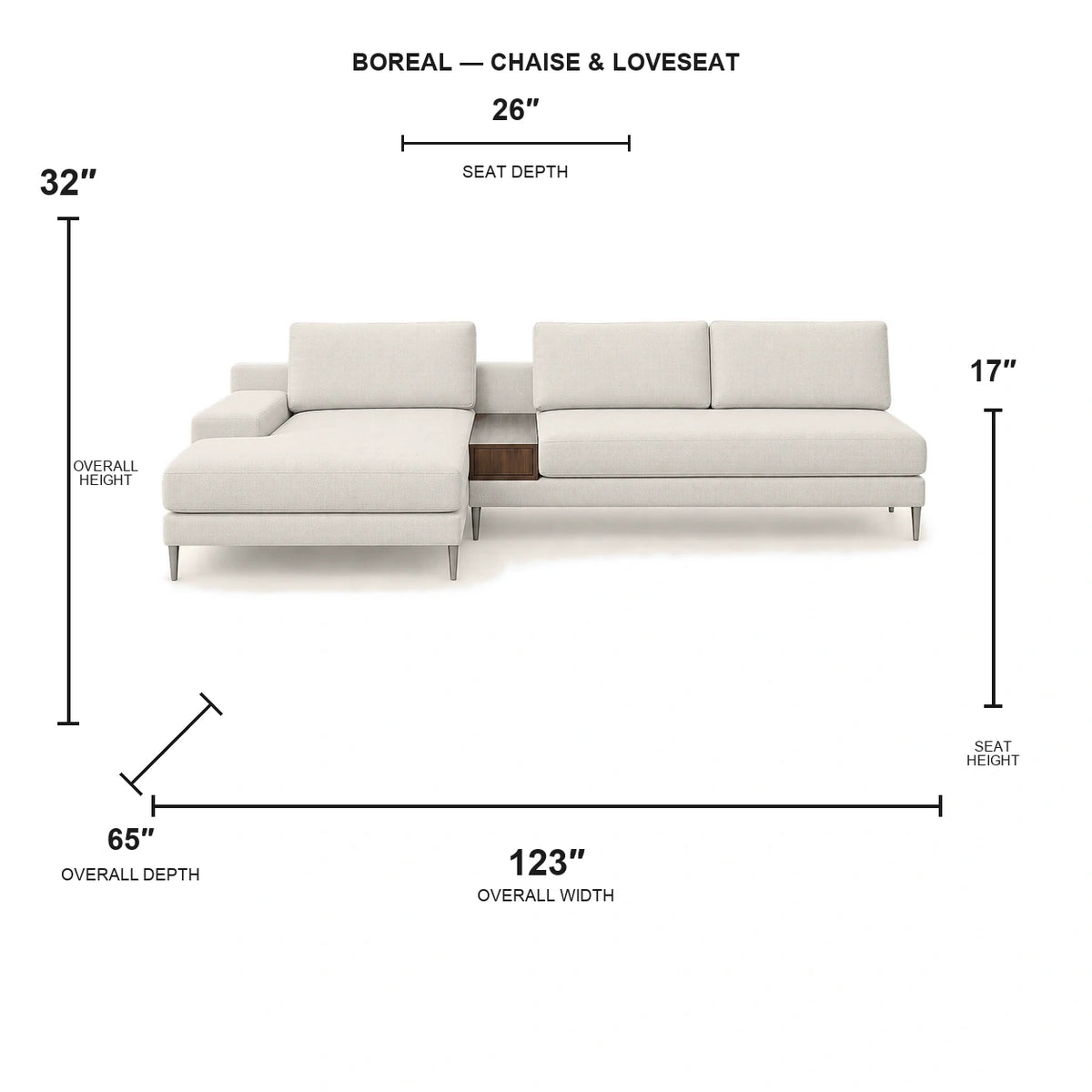 Sectionnel Boreal - chaise longue et causeuse - tissu